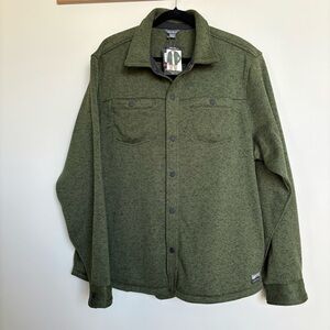 Eddie Bauer Sweater Fleece Shirt Jacket/Shacket, Green Snap Front NWT Mens XXL